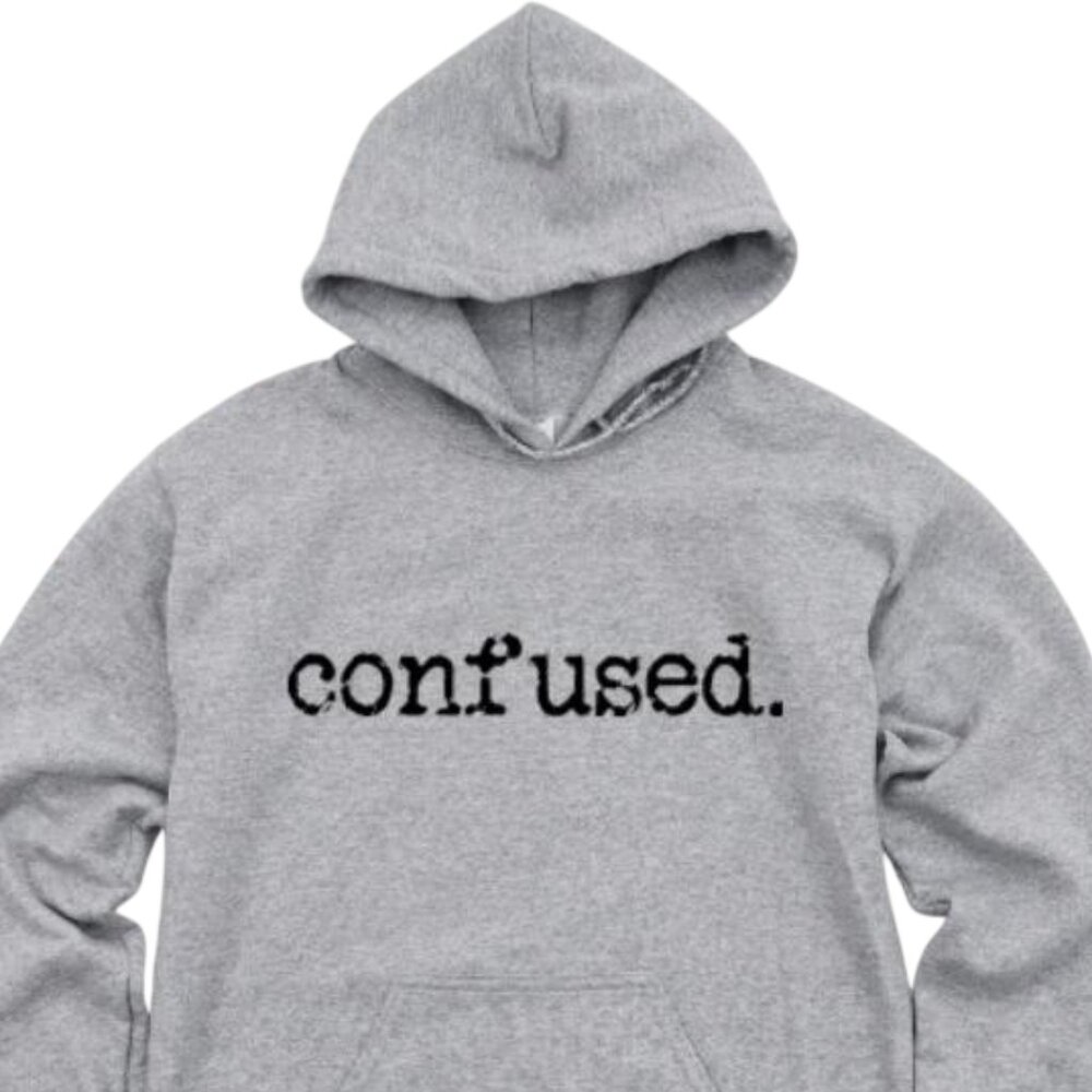 New Confused Gray Hoodie Fleece Sweatshirt